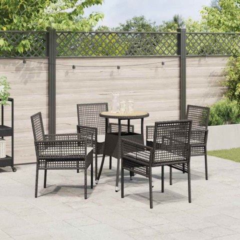 Zestaw do jadalni w ogrodzie 5 pcs Czarny polirattan