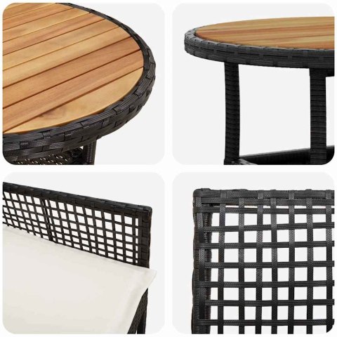 Zestaw do jadalni w ogrodzie 5 pcs Czarny polirattan