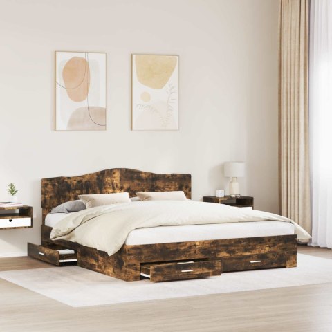 Ramka łóżka Dąb wędzony 200 x 200 cm Materiał drewnopochodny