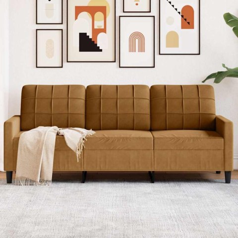 Sofa 3-osobowa, brązowa, 180 cm, tapicerowana aksamitem
