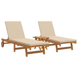 Leżak 2-osoba 3 pcs Brązowy Lite Drewno Akacji