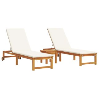 Leżak 3 pcs Brązowy Lite Drewno Akacji