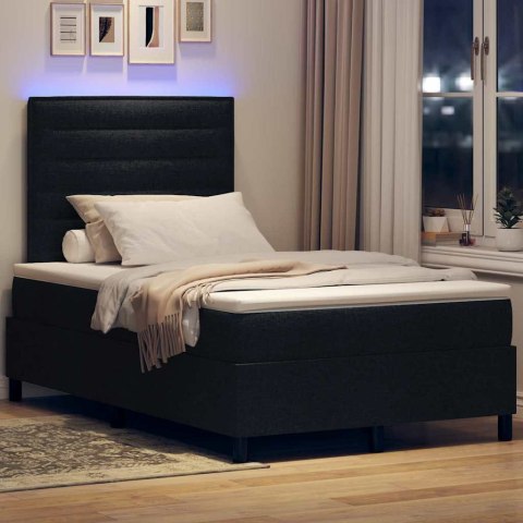 Łóżko sprężynowe z materacem z LED Czarny 120 x 200 cm tkanina