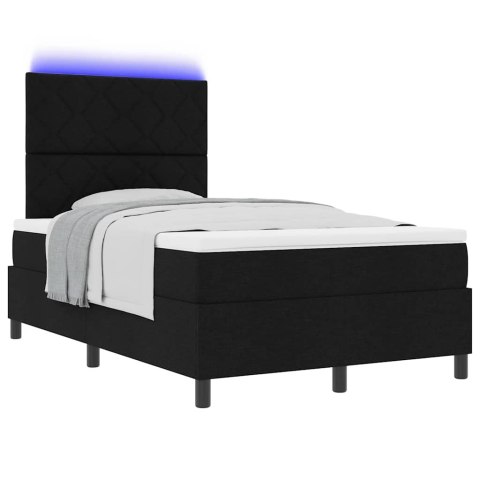 Łóżko sprężynowe z materacem z LED Czarny 120 x 200 cm tkanina