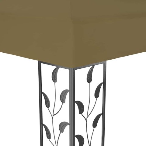Altana z podwójnym dachem i sznurem lampek LED, 3x4 m, taupe
