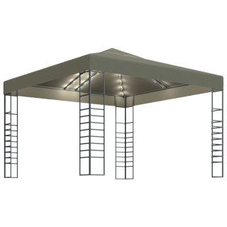 Altana ze sznurem lampekLED, 3x3 m, taupe