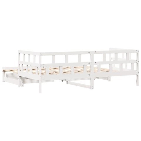 Sofa rozsuwana z szufladami, bez materaca, białe, 90x200 cm