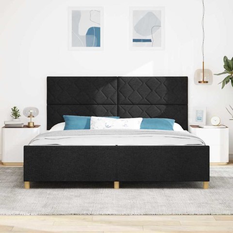 Ramka łóżka Z zagłówkiem Czarny 200 x 200 cm tkanina