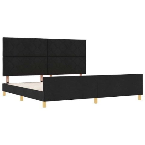 Ramka łóżka Z zagłówkiem Czarny 200 x 200 cm tkanina