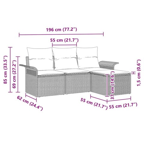 Zestaw Sof z poduszką 4 pcs Beżowy polirattan