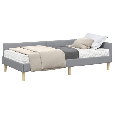 Rama Łóżka Narożnego z Materacem 2 pcs Jasnoszary tkanina