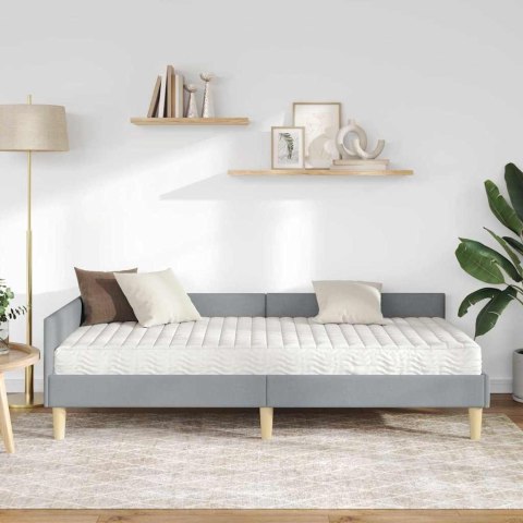 Rama Łóżka Narożnego z Materacem 2 pcs Jasnoszary tkanina