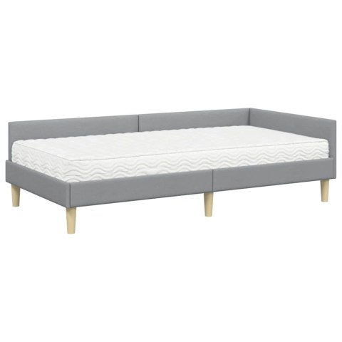Rama Łóżka Narożnego z Materacem 2 pcs Jasnoszary tkanina