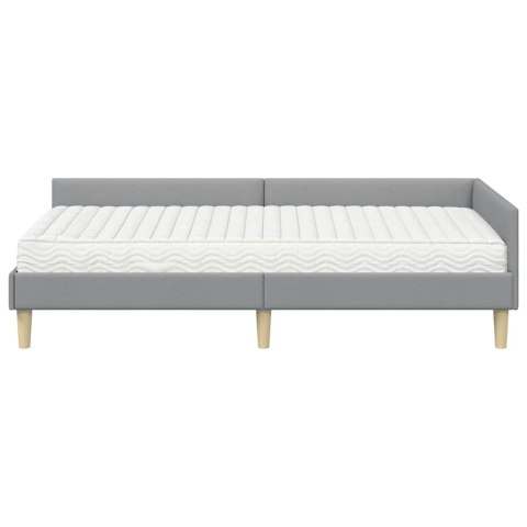 Rama Łóżka Narożnego z Materacem 2 pcs Jasnoszary tkanina
