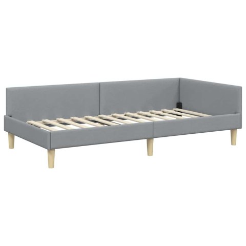Rama Łóżka Narożnego z Materacem 2 pcs Jasnoszary tkanina