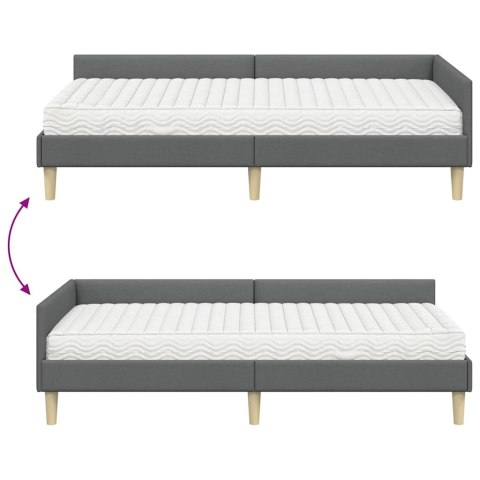 Rama Łóżka Narożnego z Materacem 2 pcs Szary tkanina