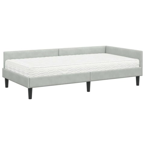 Rama Łóżka Narożnego z Materacem Inny 2 pcs Jasnoszary Aksamit