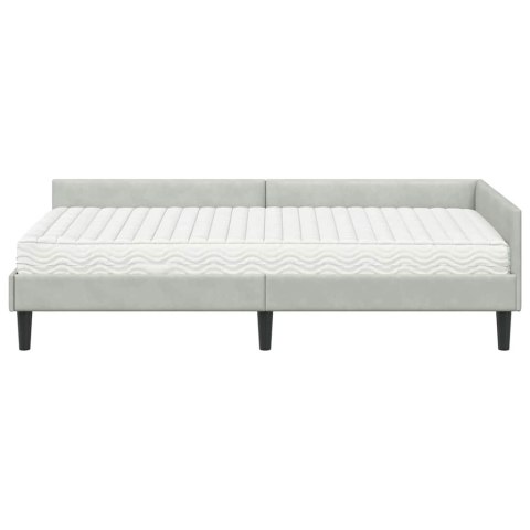 Rama Łóżka Narożnego z Materacem Inny 2 pcs Jasnoszary Aksamit