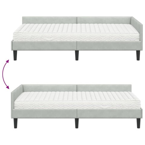 Rama Łóżka Narożnego z Materacem Inny 2 pcs Jasnoszary Aksamit