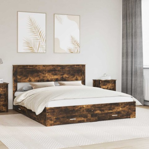 Ramka łóżka Dąb wędzony 200 x 200 cm Materiał drewnopochodny