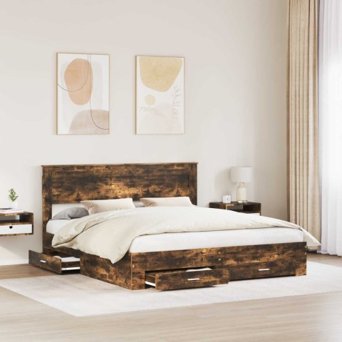 Ramka łóżka Dąb wędzony 200 x 200 cm Materiał drewnopochodny
