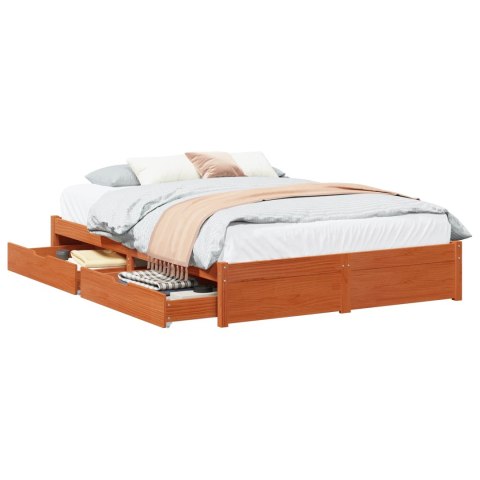 Ramka łóżka z szufladą 3 pcs Woskowy Brąz Lite drewno sosnowe