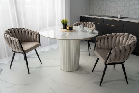 Krzesło welurowe plecione ASTON VELVET taupe