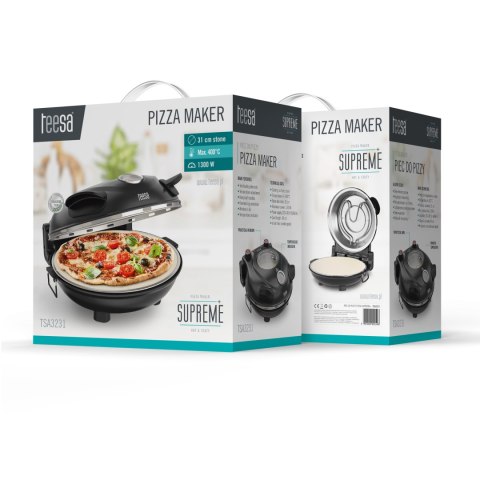 Piec do pizzy TEESA SUPREME, 1200 W, 32 cm , okienko , wyjmowany kamień