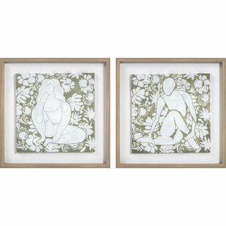 Płótno DKD Home Decor Drewno Kwiecisty (2 Sztuk) (Odnowione D)