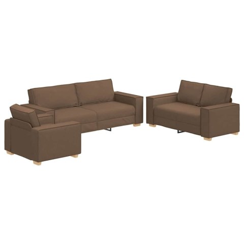Sofa 3 pcs Brązowy 220 x 80 x 84 cm Tkanina lniana