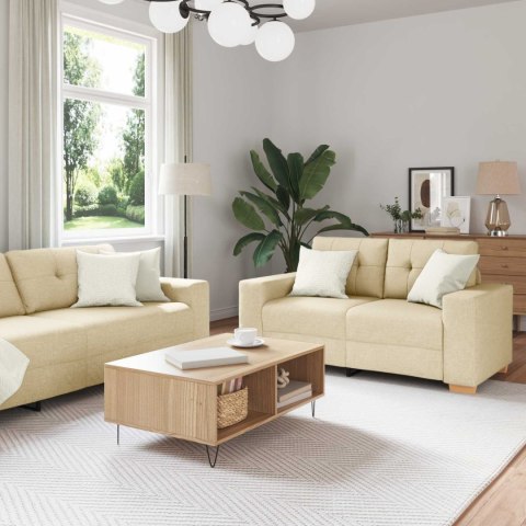 Sofa 3 pcs Kremowy 221 x 80 x 80 cm Tkanina lniana