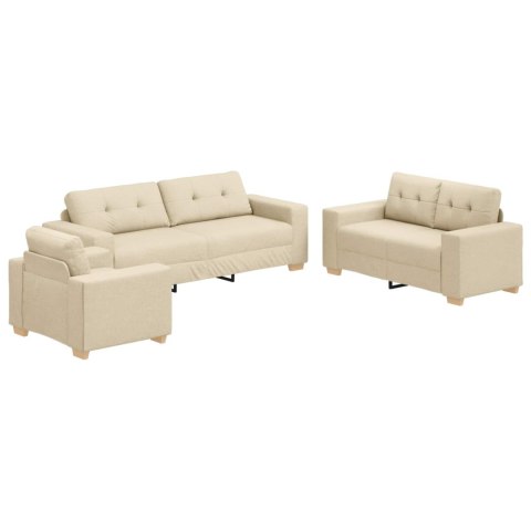 Sofa 3 pcs Kremowy 221 x 80 x 80 cm Tkanina lniana