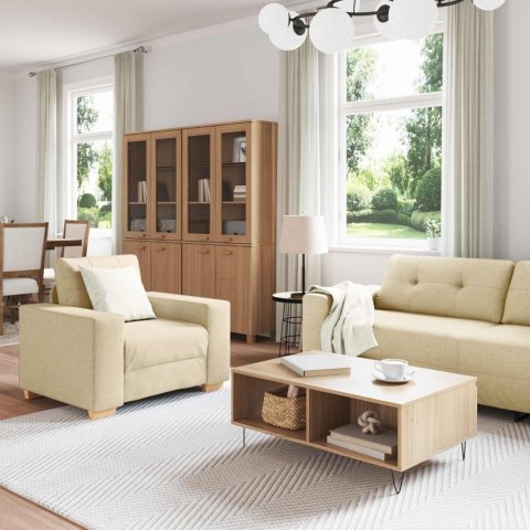 Sofa 3 pcs Kremowy 221 x 80 x 80 cm Tkanina lniana