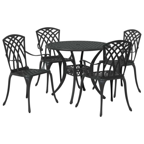 Zestaw do jadalni w ogrodzie 5 pcs Czarny Aluminium