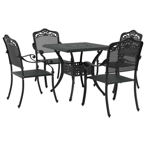 Zestaw stołów ogrodowych 5 pcs Czarny Aluminium odlewane