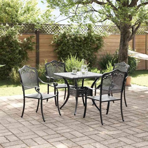 Zestaw stołów ogrodowych 5 pcs Czarny Aluminium odlewane