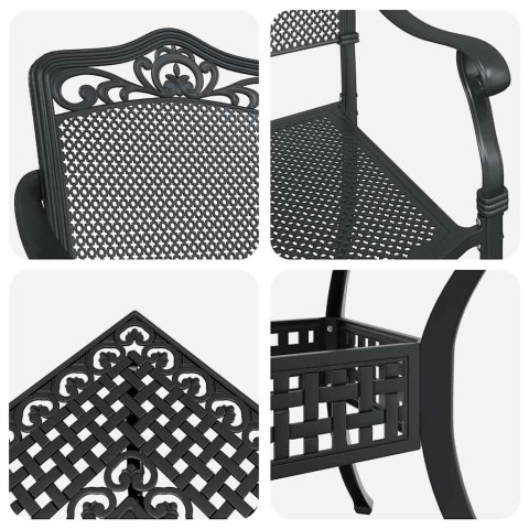 Zestaw stołów ogrodowych 5 pcs Czarny Aluminium odlewane