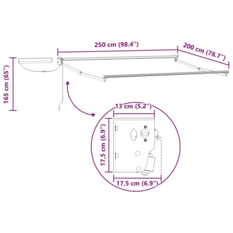 Elektryczna Rozkładana Markiza Antracyt 2,5 x 2 m