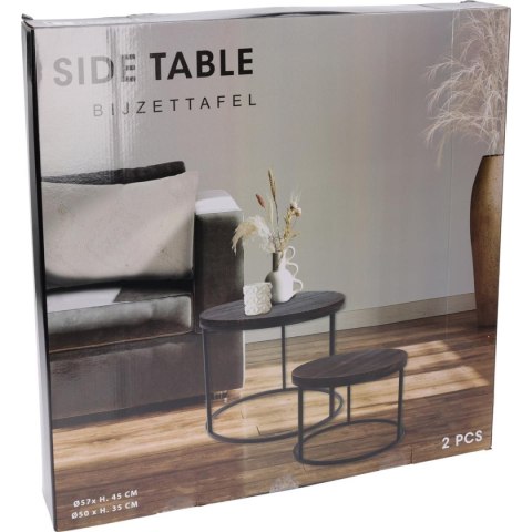 ZESTAW STOLIKÓW KAWOWYCH 2W1 BLAT DREWNIANY 50/57CM