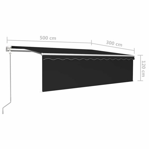 Automatycznie zwijana markiza, LED i czujnik wiatru, 5x3 m