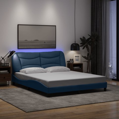 Rama łóżka z LED bez materaca Hvar Niebieski 160x200 cm Tkanina