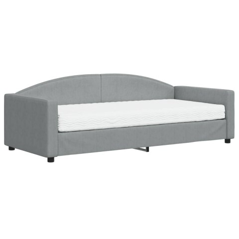 Sofa z materacem do spania, jasnoszara, 90x200 cm, tkanina