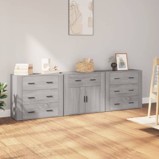 Szafki, 3 szt., szary dąb sonoma, materiał drewnopochodny