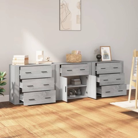 Szafki, 3 szt., szary dąb sonoma, materiał drewnopochodny