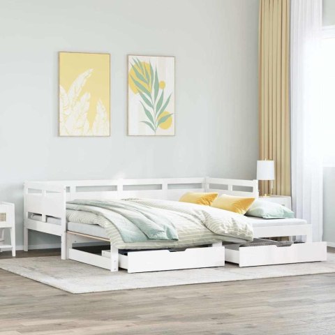 Sofa rozsuwana z szufladami, bez materaca, białe, 90x190 cm