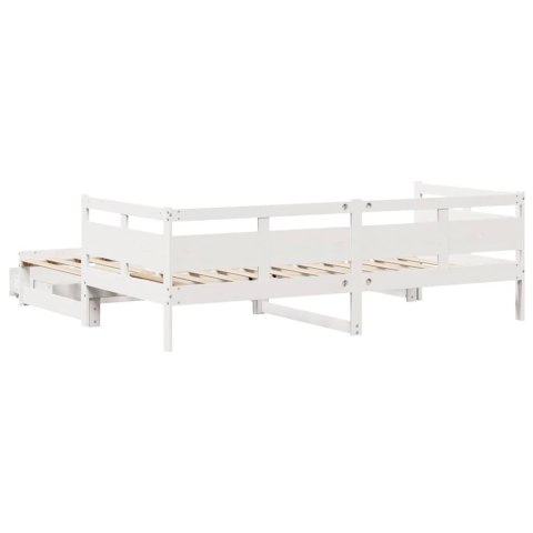 Sofa rozsuwana z szufladami, bez materaca, białe, 90x190 cm
