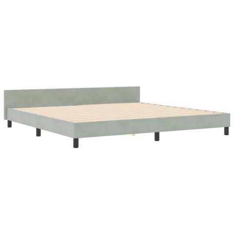 Łóżko sprężynowe Z zagłówkiem Jasnoszary 200 x 200 cm Aksamit