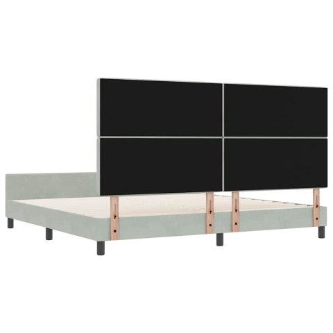 Łóżko sprężynowe Z zagłówkiem Jasnoszary 200 x 200 cm Aksamit