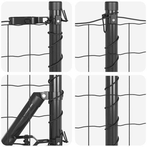 Ogrodzenie z słupkiem Szary 0,6 x 50 m Stal i PVC