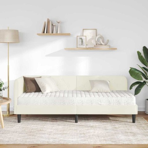 Rama łóżka narożnego Kremowy 80 x 200 cm Aksamit